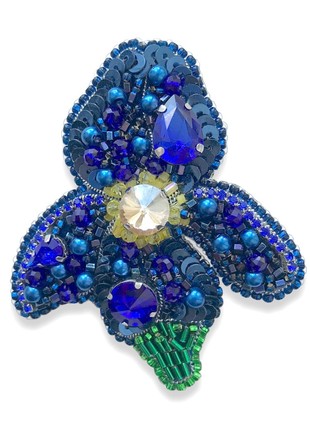 Handmade Blue Iris Brooch  (45211)