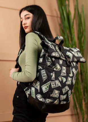 Backpack for women city large, rolltop with a compartment for a laptop up to 15.6",Bounce ar. B537N-TW