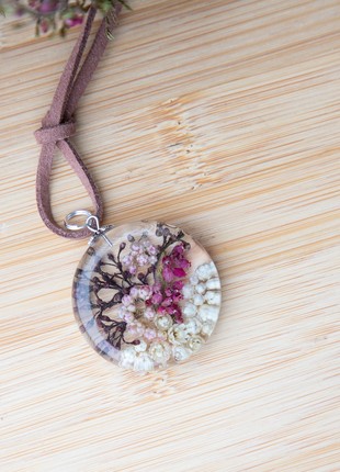 Resin flower necklace, real flower jewelry5 photo