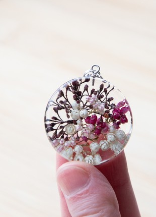 Resin flower necklace, real flower jewelry4 photo