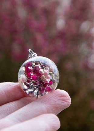 Resin flower necklace, real heather jewelry5 photo