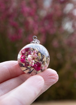 Resin flower necklace, real heather jewelry6 photo