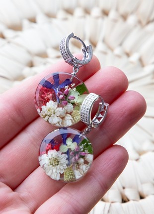 Pressed flower jewelry set, resin flower earrings and necklace set6 photo