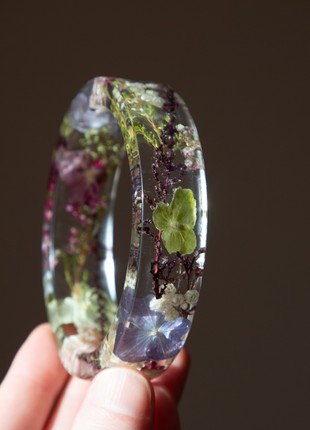 Real flower epoxy resin bracelet, Transparent flower bracelet for women5 photo