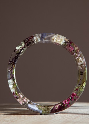 Real flower epoxy resin bracelet, Transparent flower bracelet for women6 photo