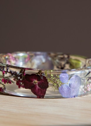 Real flower epoxy resin bracelet, Transparent flower bracelet for women8 photo