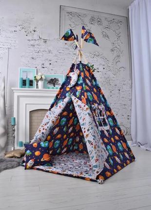 Wigwam children's "space", full set, 110x110x180cm, blue-orange, suspension month as a gift6 photo