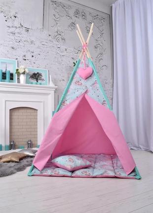 Wigwam wigwam baby with uniforms, for a girl, full set, 110x110x180cm, pink-mint2 photo