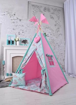 Wigwam wigwam baby with uniforms, for a girl, full set, 110x110x180cm, pink-mint9 photo