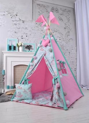 Wigwam wigwam baby with uniforms, for a girl, full set, 110x110x180cm, pink-mint6 photo