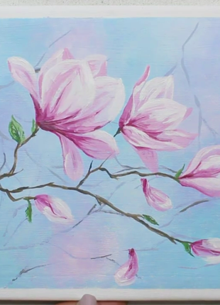 Original Acrylic Painting on Canvas Magnolia Flowers Wall Decor Gift Wall Handing