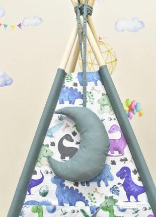 Wigwam baby with dinosaurs, full kit, 110x110x180cm, khaki, suspension month on top of the gift5 photo