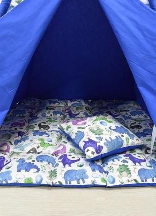 Wigwam baby with dinosaurs, for the boy full kit, 110x110x180cm, blue7 photo