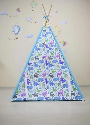 Wigwam baby with dinosaurs, full kit, 110x110x180cm, blue, suspension month on top of the gift9 photo