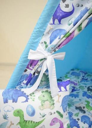 Wigwam baby with dinosaurs, full kit, 110x110x180cm, blue, suspension month on top of the gift7 photo