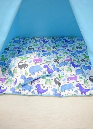 Wigwam baby with dinosaurs, full kit, 110x110x180cm, blue, suspension month on top of the gift8 photo
