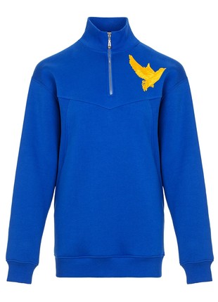 Blue sweatshirt with embroidery1 photo