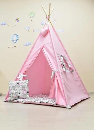 Vigwam wigwam "seals", for a girl, full set, 110x110x180cm, pink, suspension of a handmade as a gift1 photo