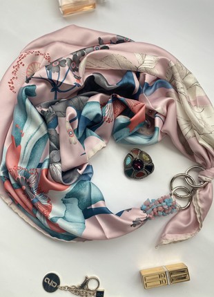 Scarf " Pink garden,, from the brand MyScarf. Decorated with natural coral6 photo