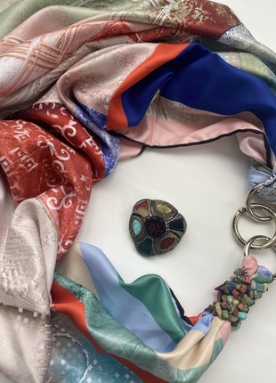 Scarf ",Bright mosaic of love", from the brand MyScarf. Decorated with natural assorted stones3 photo