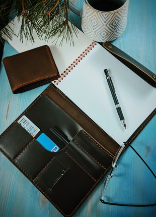 Leather business portfolio. A5 business organizer. Handmade.