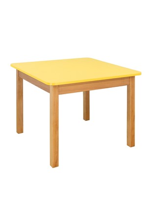 Children's table wooden 70x70 cm yellow