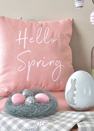 PILLOW DECORATIVE EASTER WITH EMBROIDERY TM IDEIA 43X43 CM POWDER