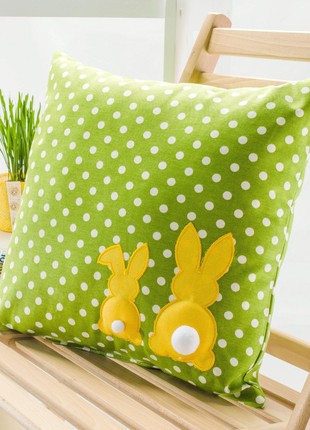 PILLOW DECORATIVE  WITH EMBROIDERY TM IDEIA 43X43 CM BUNNY LIGHT GREEN