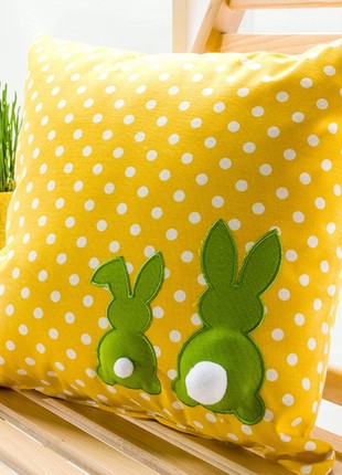 PILLOW DECORATIVE  WITH EMBROIDERY TM IDEIA 43X43 CM BUNNY YELLOW