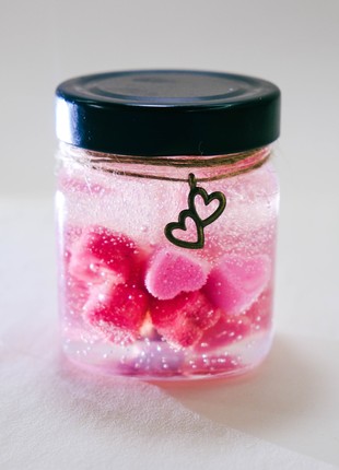 Candle in a jar  "Hearts", gel, soy wax