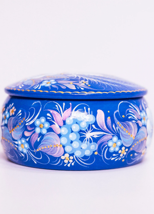 Blue Peacock Petrykivka Jewelry Box - Wedding Ring Box4 photo