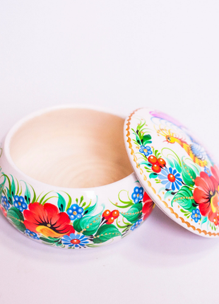 White Peacock Petrykivka Jewelry Box - Wedding Ring Box2 photo