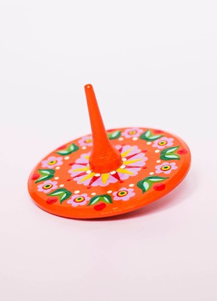 Wooden spinning top, Samchykivka Hand painted – 1 Orange spinning toy