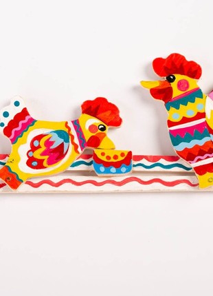 Roosters Toy, Toddler Game, Movable Toy, Samchykivka Hand Painted3 photo
