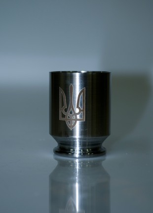 Shot glass  for alcohol made from a spent combat cartridge case "Emblem of Ukraine" ♻️