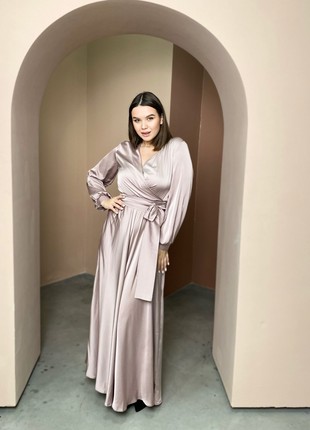 Light pink maxi dress /Wedding guest dress / Long sleeve evening dresses / Pink long dress for wedding / Long sleeve dress for wedding guest
