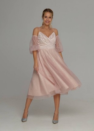 Prom dress with sleeves/ Midi wedding guest dress/ Dress for wedding guest
