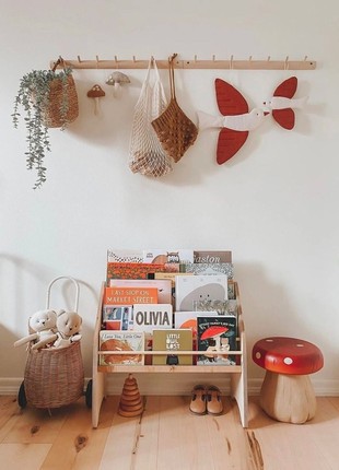 Wooden Montessori Bookshelf Natural1 photo