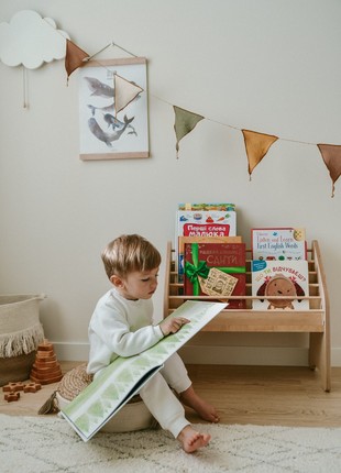 Wooden Montessori Bookshelf Natural3 photo