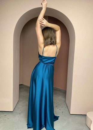 Emerald silk dress3 photo