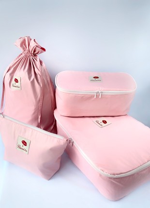 Textile travel set Pink( 5 p)