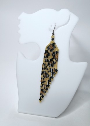 Fringe earrings "Leopard", animal print1 photo