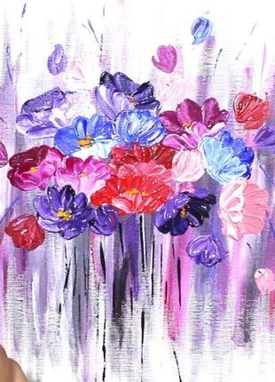 Original Acrylic Painting on Canvas Abstract Bouquet of Flowers Wall Decor Gift Wall Handing