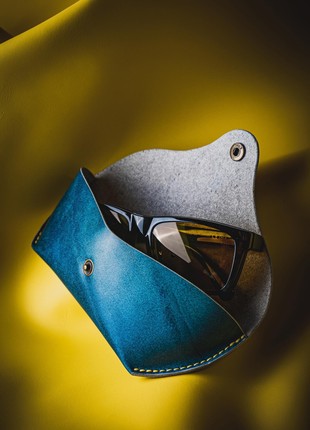 Blue Leather Sunglasses Case, Glasses Protection2 photo