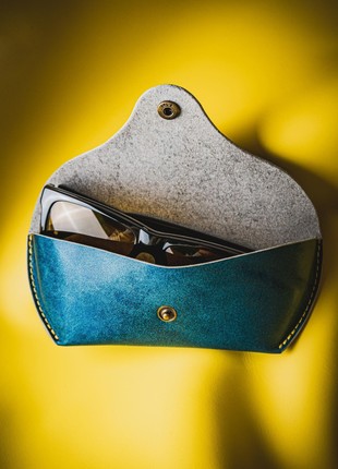 Blue Leather Sunglasses Case, Glasses Protection5 photo
