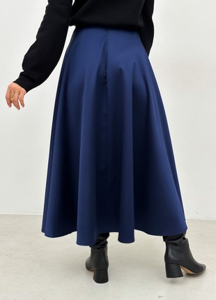 Midi blue satin flared skirt7 photo