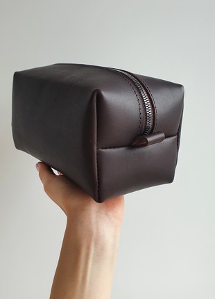 Mens Toiletry Bag, Personalized groomsmen gift, Dark Brown  Leather Toiletry Bag2 photo