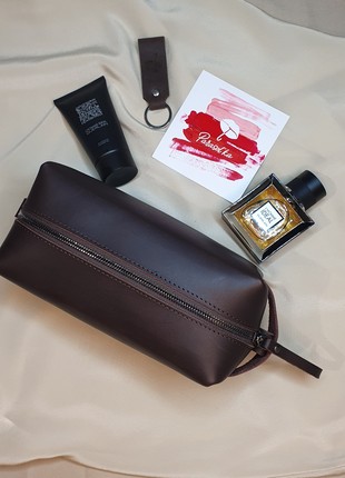 Mens Toiletry Bag, Personalized groomsmen gift, Dark Brown  Leather Toiletry Bag1 photo