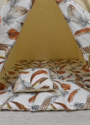 Wigwam baby "big brown feathers", full set, 110x110x180cm, beige, suspension month as a gift4 photo