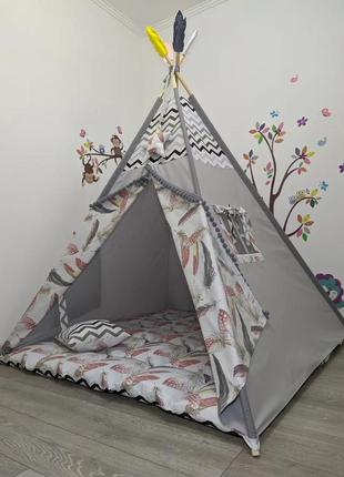 Great wigwam children's with feathers versatile, full set, 150x150x200cm, gray, star stars as a gift